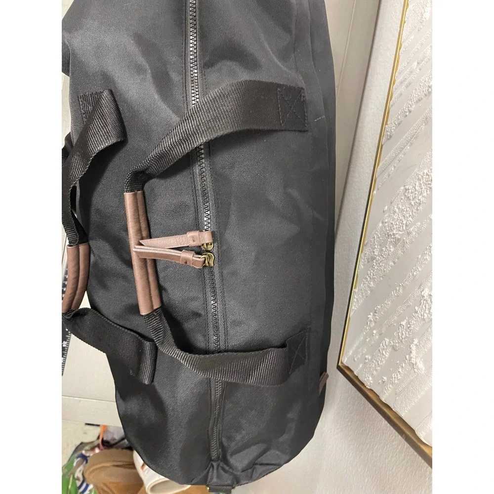 Goodfellow & Co Black Canvas Duffel Bag Weekend Travel Gym Bag Brass Hardware